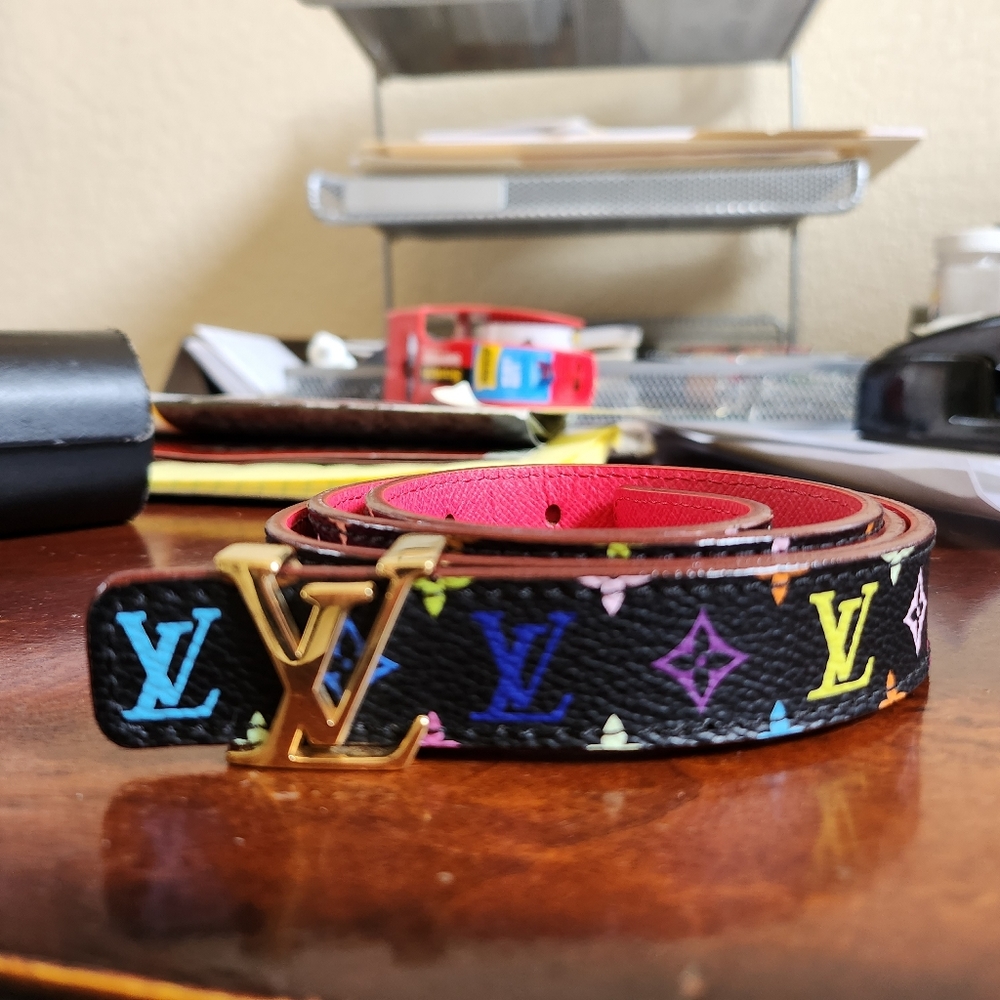 Black,yellow,pink Louie Vuitton belt
